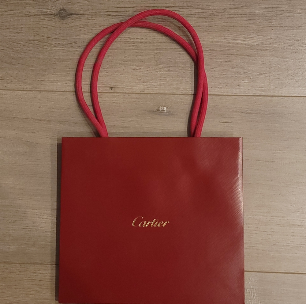 Cartier small paper shopping bag W 7.75 x H 7 x 3.25 inches